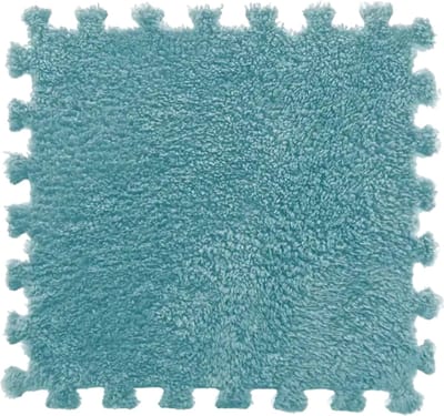 Jojoy - 10 Stuks Tapijttegels - Speelmat - Kruipmat - Tapijt Tegels - Vloermat - Vloerbedekking - Pluche - Blauw - 30x30CM - FLUFFTILE