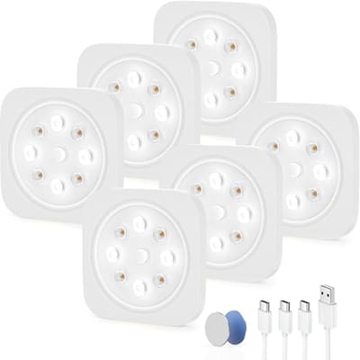 Oplaadbare LED Kastlamp met Bewegingsmelder - Draadloze Nachtlamp voor Binnen - 1200 mAh, 6500 K - Set van 6