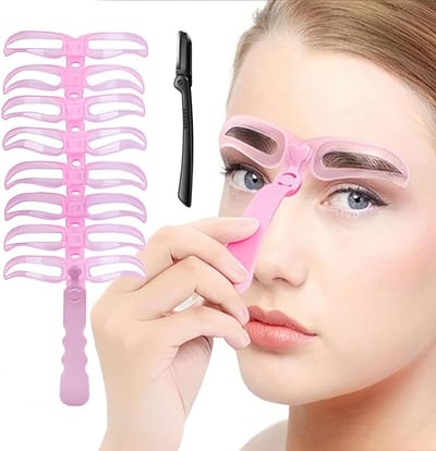 Set van 8 Herbruikbare Wenkbrauw Sjablonen met Houder en Elastische Band voor Eenvoudige en Symmetrische Wenkbrauw Styling