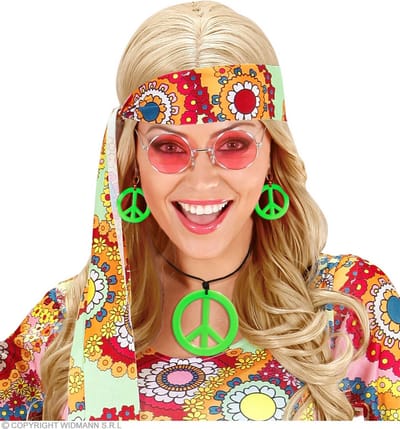 Hippie ketting en oorbellen groen