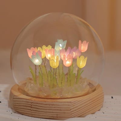 Kleurige Tulpenlamp van 20 Bloemen voor Feestdagen, Perfect Cadeau voor Moederdag en Verjaardag, Draadloze Decoratie voor Thuis en Tuin