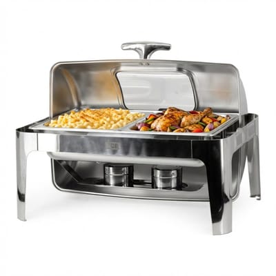 HCB® - HCB Chafing dish - rolltop - 2 x 1/2 GN - kijkglas - 9 liter - RVS / INOX - 3 kg - 3480