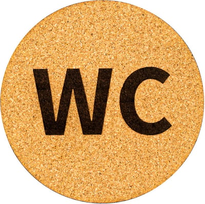 Wc bordje – WC – Rond – Kurk – 10 x 10 cm - Toilet bordje – Deurbord – Zelfklevend