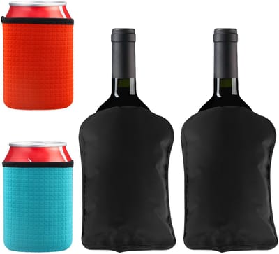 Unyqoos® Set van twee koelmouwen voor wijn en bier ideaal voor elke gelegenheid