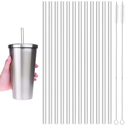 Dailygoods- Drinkrietjes 12 stuks - Herbruikbaar - Plastic - Rietjesborstel - Reinigingsborstel - BPA-vrij - Duurzaam - Rietjes