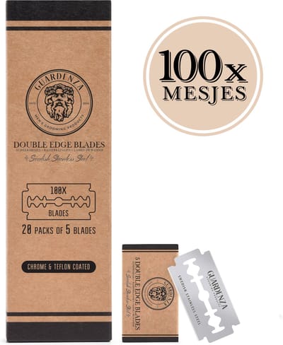 Guardenza Double Edge Scheermesjes - 100 stuks - te gebruiken voor een Safety Razor (100 stuks) en/of een shavette (200 stuks)
