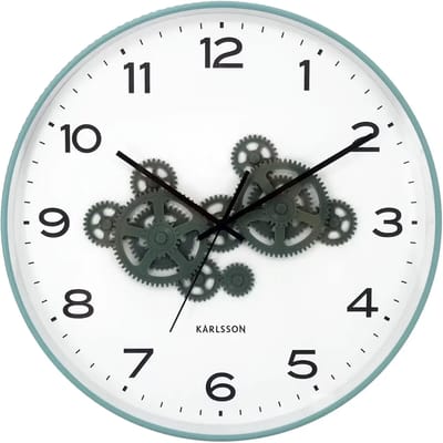 Karlsson Wandklok Open Gear - Blauw - 40.8x40.8x40.8cm - Wandklok Modern