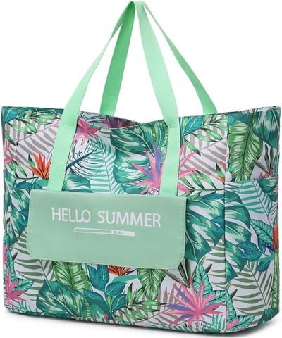 SnelShoppen - XXL Strandtas Familie Bad Tas Met Rits Waterdicht Zandproof Voor Zwembad Strand Uitstapje Picknick Reizen