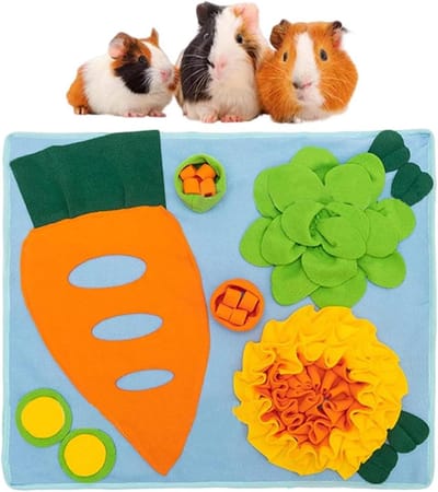 Voedermat Kleine Dieren - Snuffelkleed Speelkleed - Mentale Stimulatie - Machinewasbaar Ontwerp - 60 x 50 cm - Meerkleurig