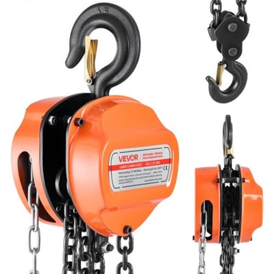 VEVOR 3T handkettingtakel, 6 m hefhoogte, zware kettingtakel met G80-ketting, zware katrolblok, handtakel, kettingtakel voor garages, magazijnen, automachines, oranje