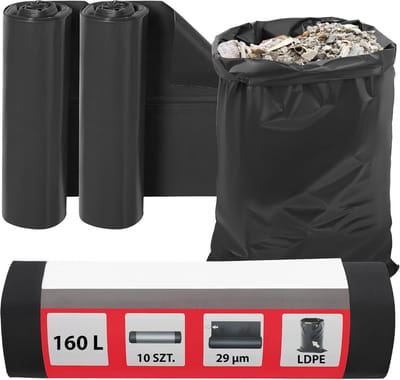 Zware Afvalzakken - Grote Vuilniszakken - Bouwafval Verwerken - Extra Sterk Materiaal - 160 Liter 29 Micron