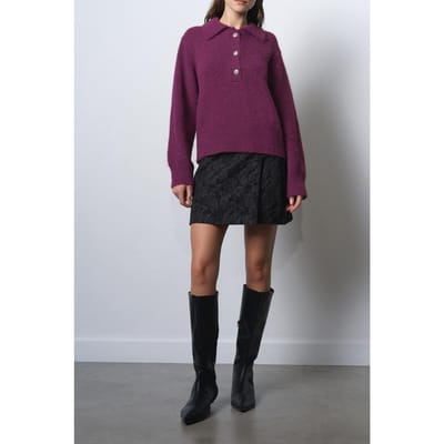 French Connection Colleen Polo Collar Jumper Mulberry Maat: S | Longsleeves Outlet | Dames | Paars