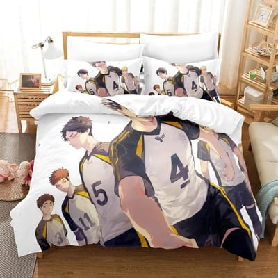 Haikyu Beddengoed Set Japanse Beroemde Anime Dekbed Dekbedovertrek Quilt En Kussensloop Bedlinnen Slaapkamer Beddengoed Dropshipping Cadeau 70x133cm 2pcs