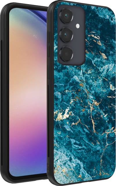 Smartphonica Telefoonhoesje voor Samsung Galaxy A54 5G met marmer opdruk - TPU backcover case marble design - Blauw geschikt voor Samsung Galaxy A54 5G