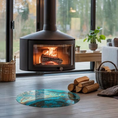 Coloray Vloerplaat Houtkachel - Plaat voor Onder Kachel - 60 cm x 60 cm - Kachel Vloerplaat - Turkoois Vloerplaat Kachel - Onderplaat Voor Houtkachel - Vloerplaat Openhaard - Houtkachel Accessoires - Verwarmingsaccessoires