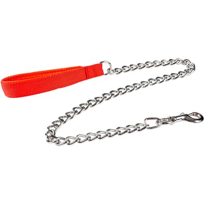 Duvoplus - Uitlaatriem Voor Dieren - Hond - Kettinglijn Gevoerd Handvat 50cm/4mm Rood - 1st