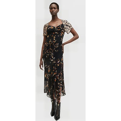 AllSaints Leah Dress Kateri Black Maat: 4 | Midi Jurken Outlet | Dames | Zwart