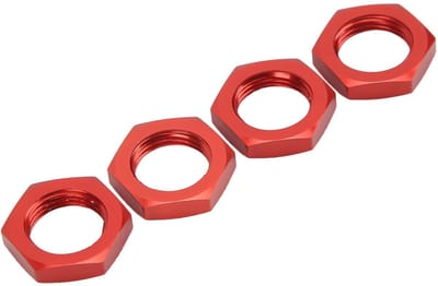 Dailygoods- Wielmoer Zeskant 17 mm - Aluminiumlegering - Sterk - 4 Stuks - Voor 1/8 RC Auto - Rood - Moer