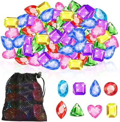 Allecto plus - Duikjuwelen voor kinderen, 150 stuks, 2,5 cm, edelstenen speelgoed, zwembad speelset