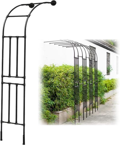 Halve Rozenboog - Tuin Prieel - Planten Ondersteunen - Stabiel Metaal Frame - 200x240x45cm - Zwart