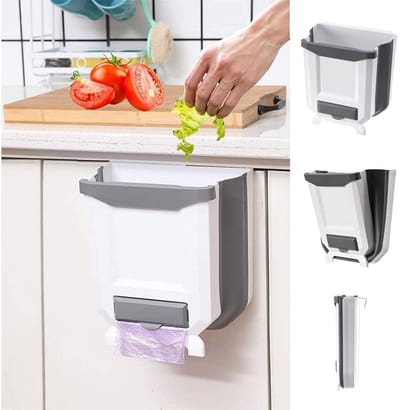 GELLDG Keukenafvalemer - Opvouwbare Hangende Vuilnisbak - Grote Capaciteit en Sterke Draagkracht - Geschikt voor Keuken, Badkamer, Auto, Camping en Kantoor - Plastic - Zonder Deksel - 25x18x28cm