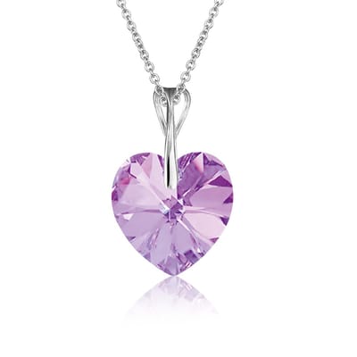 Montebello Ketting Pim HZ116 - Swarovski Hart - 925 Zilver Gerhod. - Ø14mm - 50cm