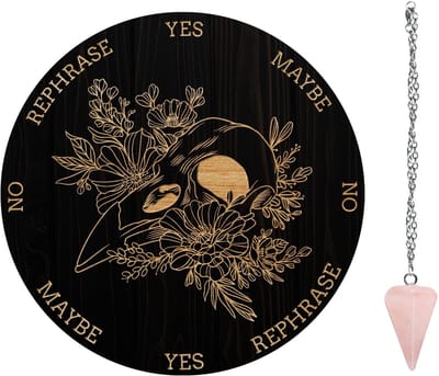 Dailygoody - Houten Slinger Board Set - Waarzeggerij en Hekserij - Kristallen Slinger Ketting - Geschikt voor Wicca en Altaar Benodigdheden - Ravensch