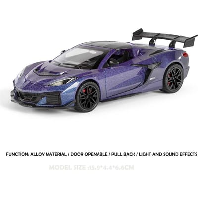 Simulatie 1:32 Schaal Corvette C8 Zr1X Raceauto Speelgoed Met Geluid Licht Pull Back Diecast Miniatuur Voiture Collectie Ornament