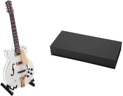 Miniatuur Gitaar Ornament - Muzikaal Model - Cadeau Decoratie - Inclusief Geschenkdoos - 14cm Model - Wit