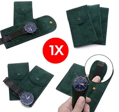 Actie4you® - Fluwelen Horloge Pouch - Draagbare Enkele Horloge - Travel Case - Horloge Opbergtas Luxe Gift Tas Met Drukknop Voor Sieraden - Horloge Organizer – Horloge Hoes - 13x6.7CM – Groen