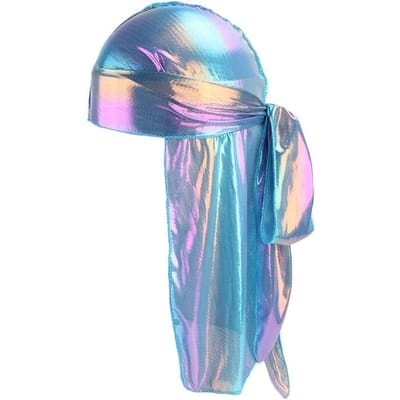 Durags en Satin de Soie Unisexe Bandanas Chapeau Turban Longue Queue Pirate Long Ruban Durag Casquette de Biker Bandeau Accessoires pour Cheveux One Size gray