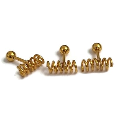Aramat Jewels | Piercings | Helixpiercing met Spiraal Goudkleur | | | |8mm | Staal | Volwassenen | Verkleurd niet