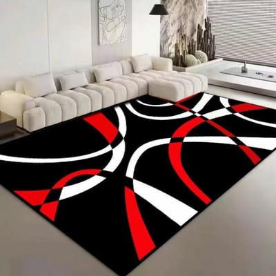 Tapis Flottants de Luxe Nordique pour Salon Tapis Doux pour Chambre à Coucher Tapis de Chevet Grande Surface Géométrie Vestiaire Tapis de Sol Antidérapant 60*90cm