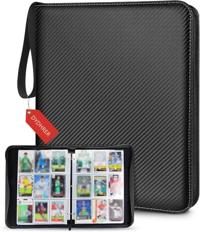 Thijox - Album Kaarten 900 Stuks, 9 Vakken, Waterdicht & Transparant, 50 Pagina's, Ritssluiting, Verzamelen voor Jongens en Meisjes, Zwart, 33 x 27 x