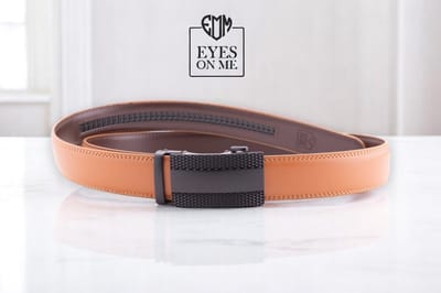 Camel lederen riem zonder gaatjes met automatische gesp voor heren ( model N134 )