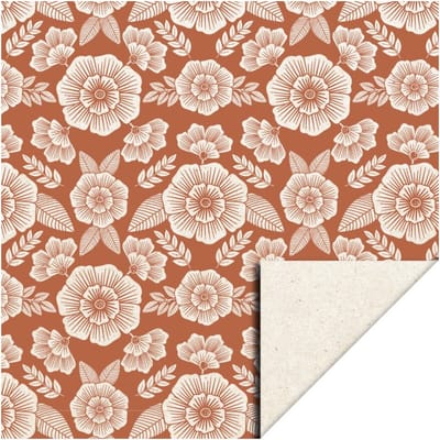 Cadeaupapier 30x200 cm - Flowers Cognac - 2 stuks