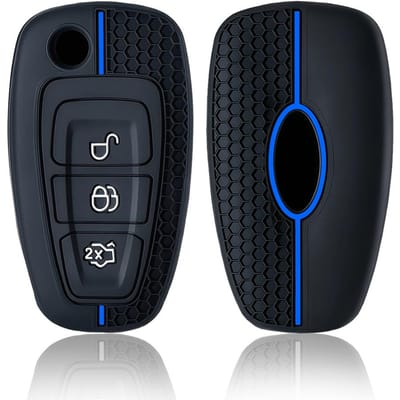 Housse de protection en silicone pour clé de voiture à 3 boutons Pour Ford Ranger C-Max S-Max Focus Mk3 Galaxy Mondeo Transit Tourneo Custom