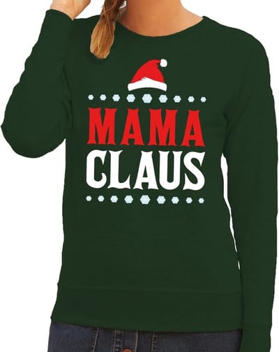Bellatio Decorations Foute kersttrui - Mama Claus - groen - voor dames - Kerstdiner - Kantoor XS