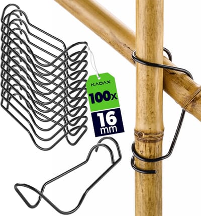 KADAX plantstokverbinders Ø 16 mm, 100 stuks, stalen verbindingsgespen voor bamboestokken, bamboeklemmen voor stabiele bevestiging van klimsteunen in de kas