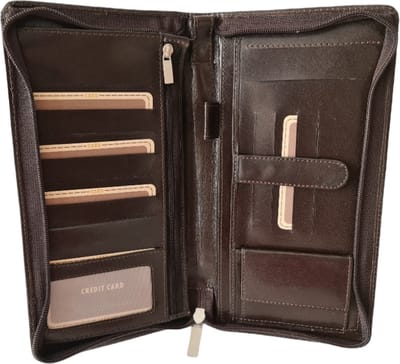 Leren Opbergmap - Organizer - Creditcards - Documenten - Met Polsband - Bruin