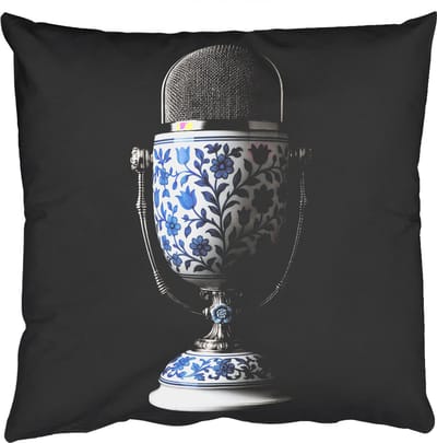 Sierkussens - Kussentjes Woonkamer - 50x50 cm - Microfoon - Delfts blauw - Muziek