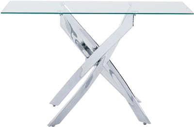 Vente-unique Consoletafel van gehard glas en chroomkleurig metaal - Transparant - COSIMA
