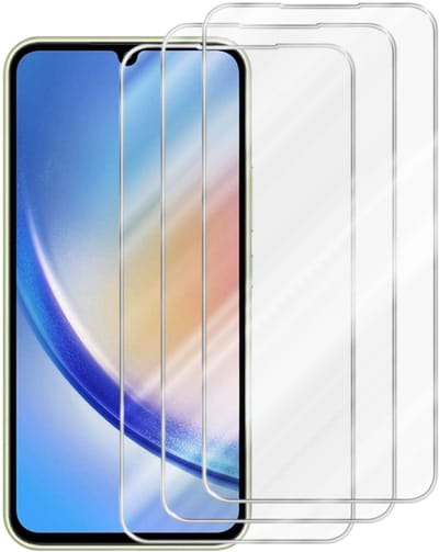 Cadorabo 3x Screenprotector geschikt voor Samsung Galaxy A34 5G - Beschermende Pantser Film in KRISTALHELDER - Getemperd (Tempered) Display beschermend glas in 9H hardheid met 3D Touch
