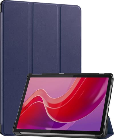 Hoes - Geschikt voor Lenovo Tab M11 (11 inch) - Dun & Stevig - Trifold Bookcase - Hard Cover - Hardcover Book Case - Tablet Hoesje - Donkerblauw