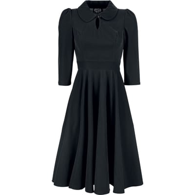 H&R London - Rockabilly Midi-jurk - Glamorous Velvet Tea Dress - XS tot 4XL - voor Vrouwen - zwart