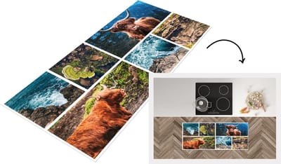 Keukenloper - Loper keuken - Schotse hooglander - Collage - Zee - Berg - 120x50 cm - Keukenloper vinyl