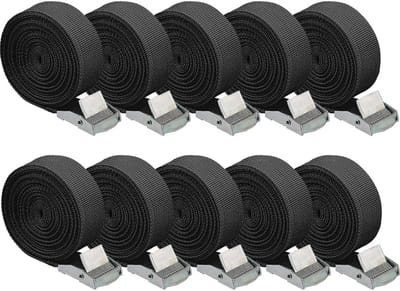 Verstelbare Lashing Straps met Klem, 2.5 m x 2.5 cm, 10 Stuks voor Auto, Motor, Fiets, en Kamperen