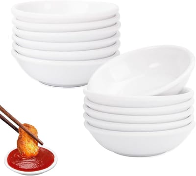 Set van 12 Mini Sauskommen, 7 x 1.8 cm, Herbruikbare Rondjes voor Soja, Dipsauzen en Sushi