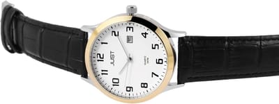 JUST Herenhorloge Echt leer van echt leer met datumweergave, 5 ATM waterdicht