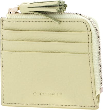 COCCINELLE Leren Kaarthoes Tassel Credit Card Holder Lime Wash Lichtgeel